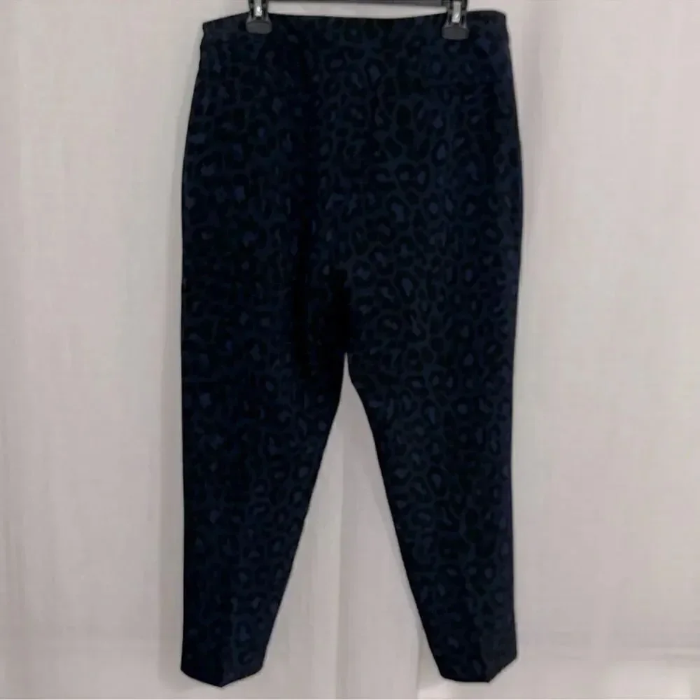 kate spade 16 Wild Ones Navy Blue Black Leopard Print Ankle Cropped Slacks